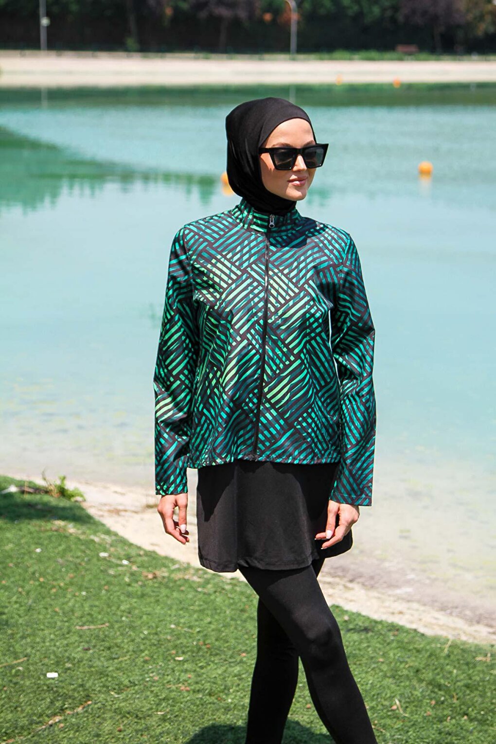 Black Fully Covered Hijab Swimsuit M2273