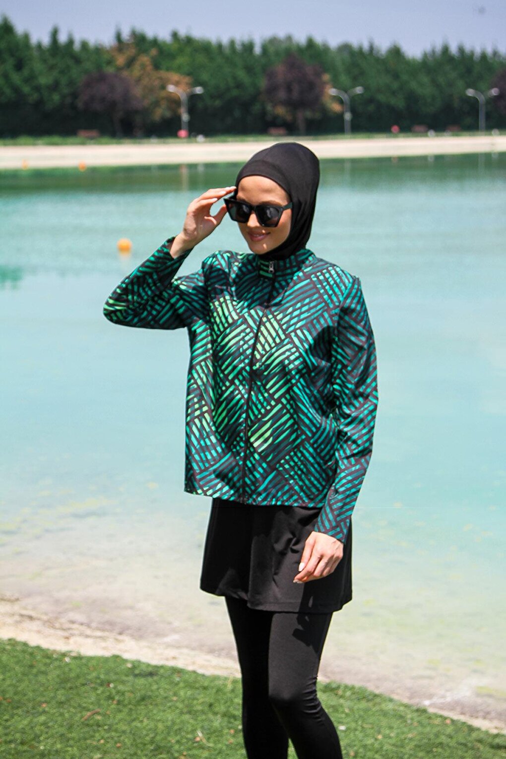 Black Fully Covered Hijab Swimsuit M2273