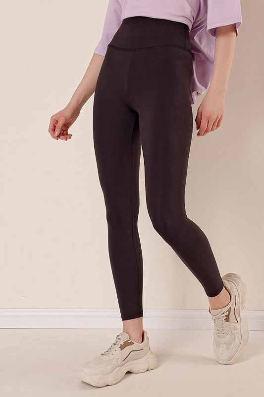 Women's Black High Waist Push Up Tights