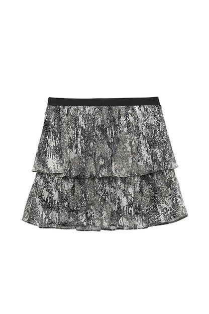 Ruffle Detailed Tulle Mini Skirt Black