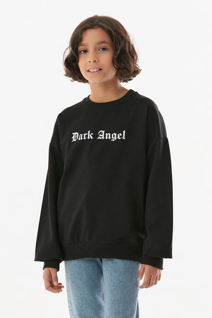 Dark Angel Printed Crew Neck Girl's Sweatshirt