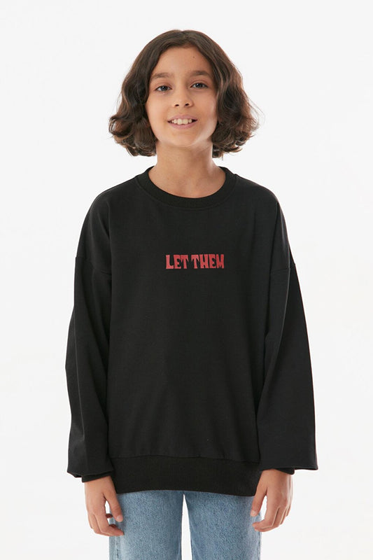 Printed Crew Neck Unisex Kids Sweatshirt