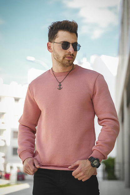 Fitted Three Thread Raised Cotton Crew Neck Sweatshirt