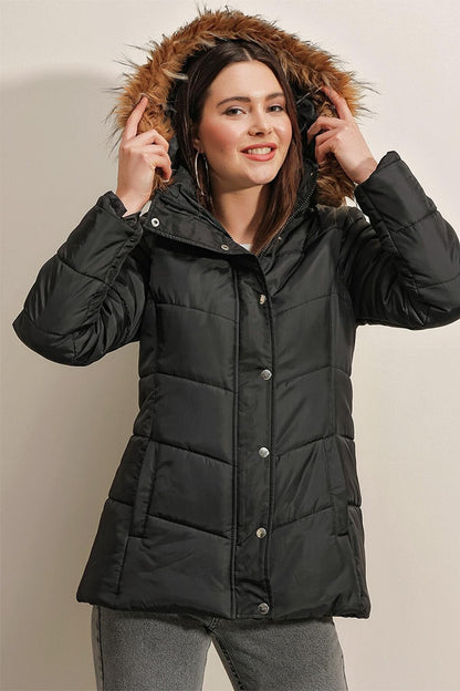 5065 Hooded Puffer Jacket - Black