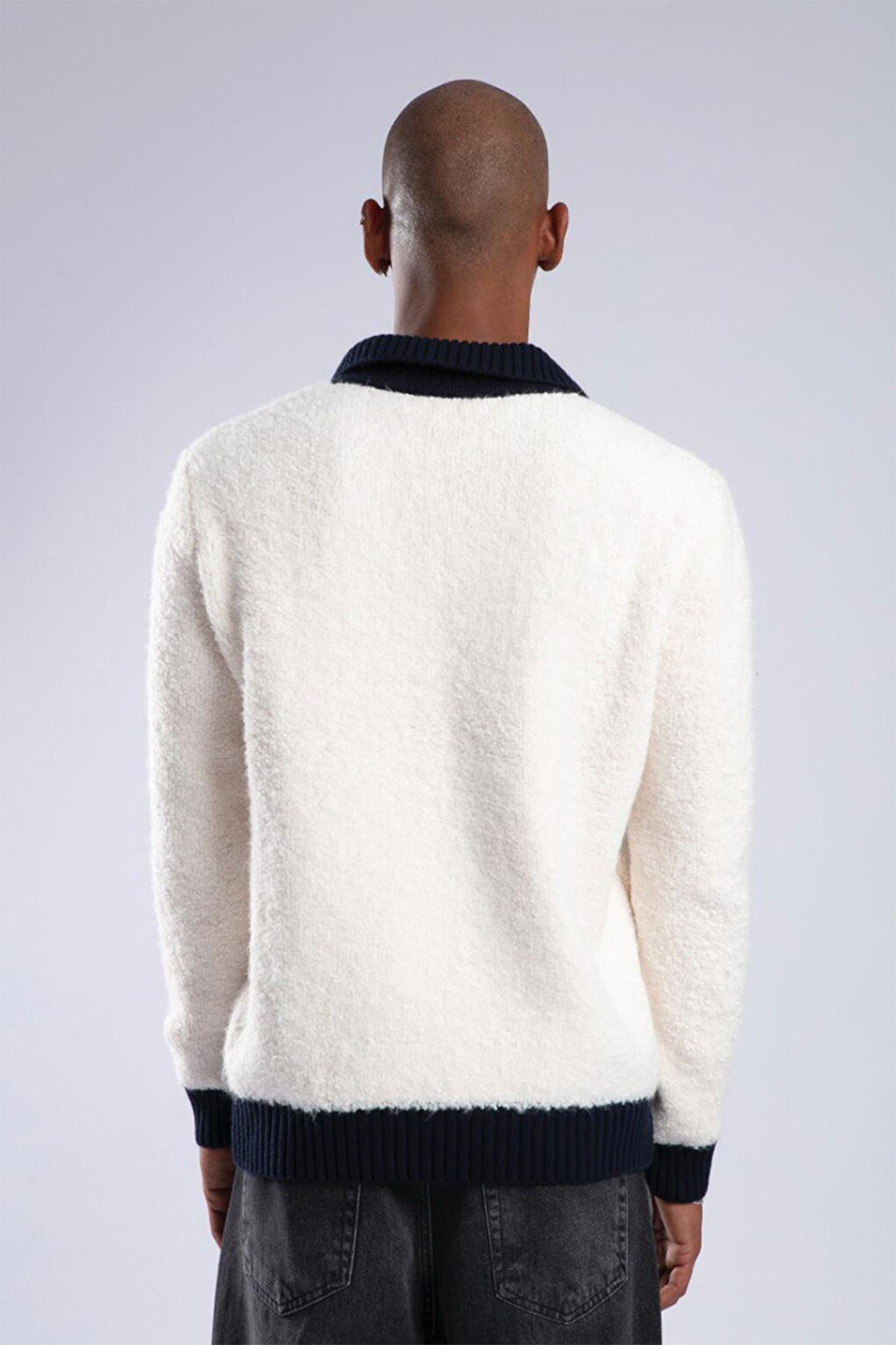 Ecru Polo Neck Plush Sweater 3YXE2-47567-52