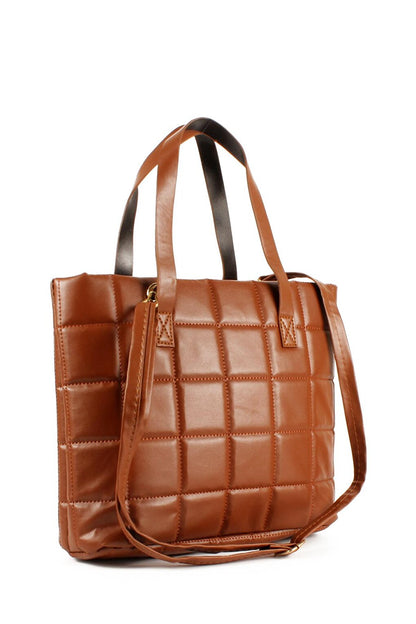 Women's Soft Textured Padded Quilted Hand and Shoulder Bag (20720)