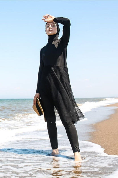 Black Full Covered Hijab Swimsuit M2035