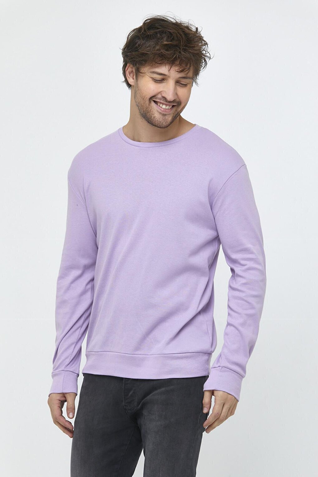 Men's Crew Neck Slim Fit Thin Sweatshirt SPR 20K17