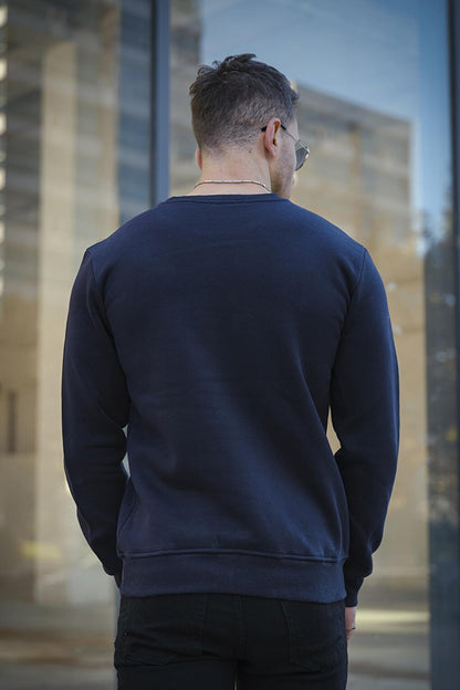 Fitted Three Thread Raised Cotton Crew Neck Sweatshirt