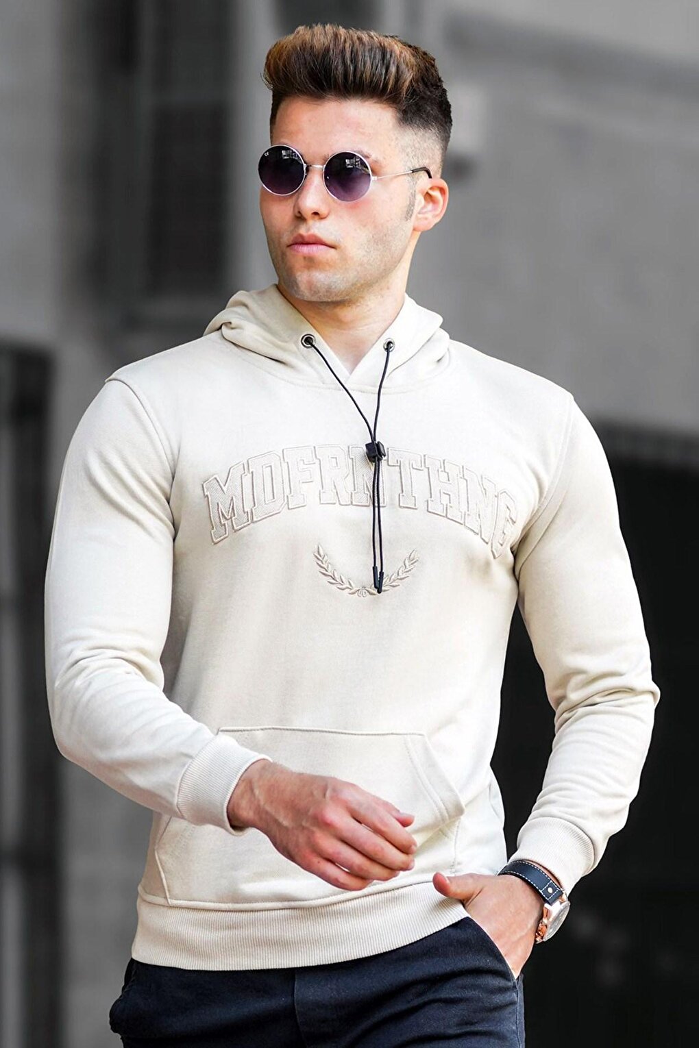 Beige Hooded Sweatshirt 5289