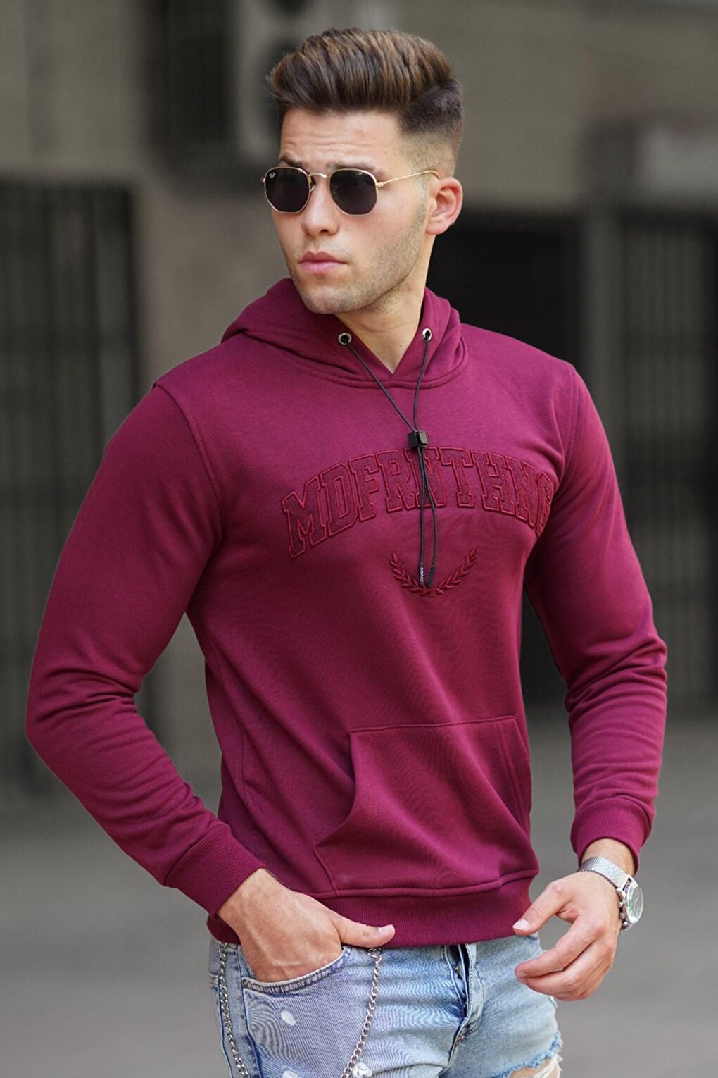 Claret Red Hooded Sweatshirt 5289