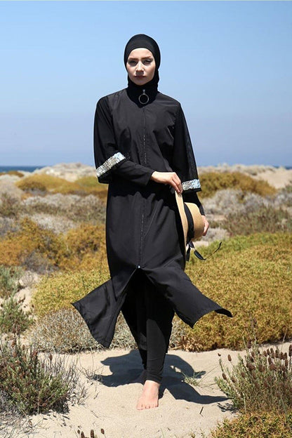 Black Fully Covered Hijab Swimsuit M2032