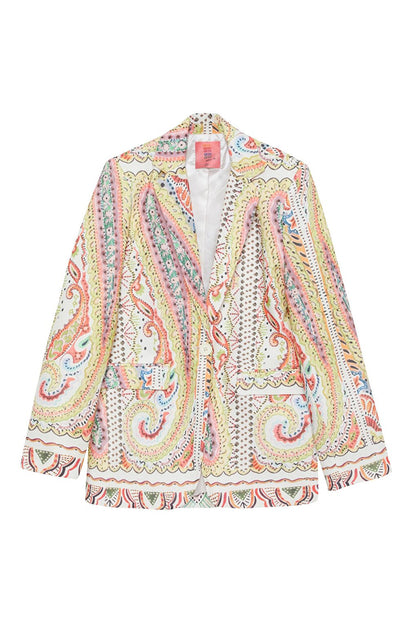 Colorful Patterned Blazer Jacket Natural