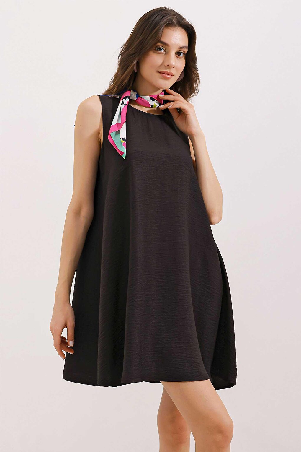 2444 Mini Linen Dress - Black