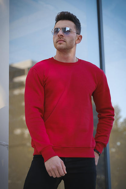 Three Thread Raised Cotton Crew Neck Sweatshirt