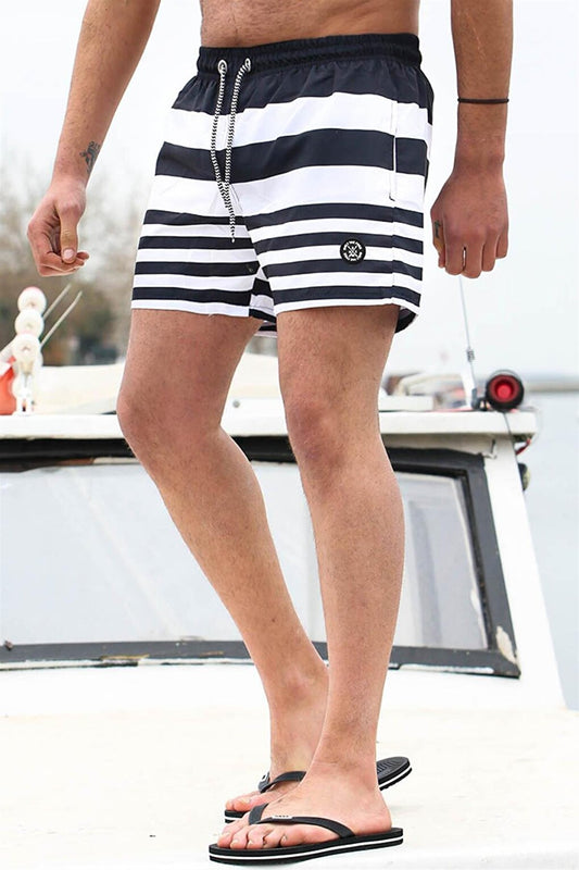 Black Striped Men's Swim Shorts 6361