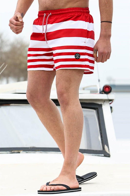 Red Striped Men's Swim Shorts 6361