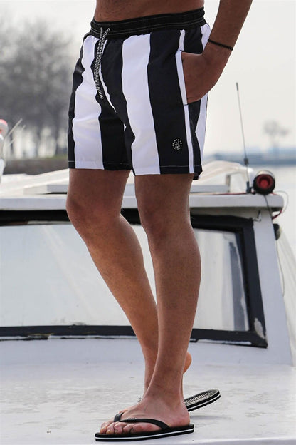 Black Striped Men's Swim Shorts 6360