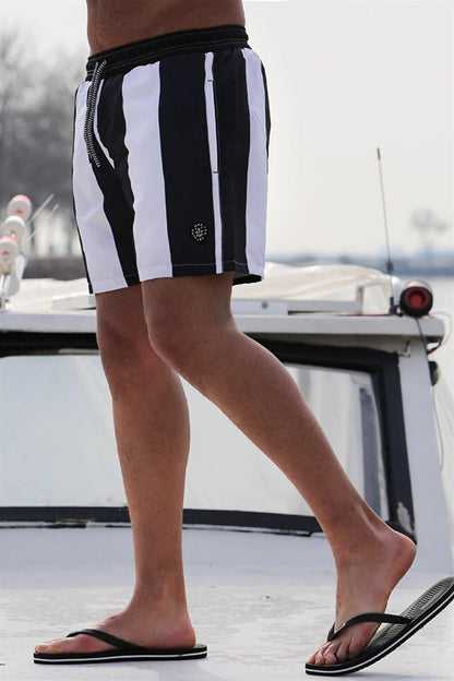 Black Striped Men's Swim Shorts 6360