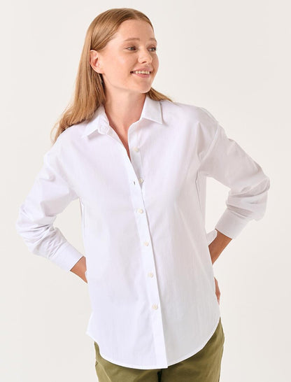 White Long Sleeve Basic Woven Shirt