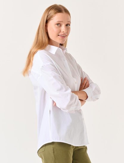 White Long Sleeve Basic Woven Shirt