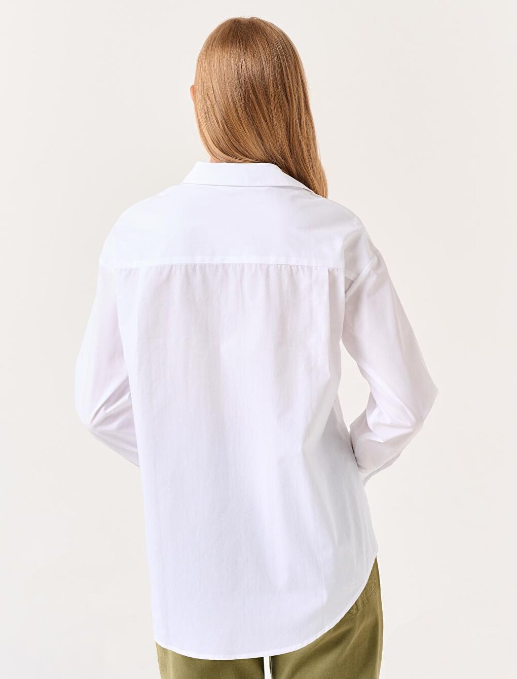 White Long Sleeve Basic Woven Shirt