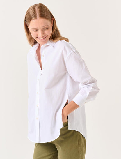 White Long Sleeve Basic Woven Shirt