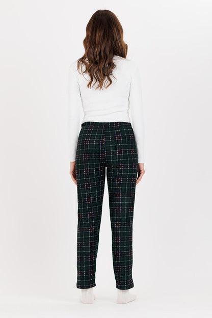 Women's Green Claret Red Plaid Straight Leg Single Pajama Bottoms