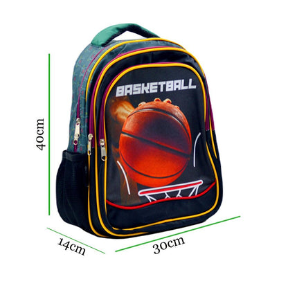 3 Compartment Primary School School Backpack and Lunchbox Basketball Burgundy