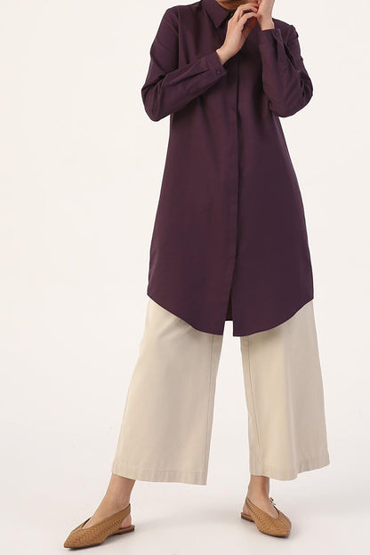 Üzüm Basic Hidden Placket Shirt Tunic