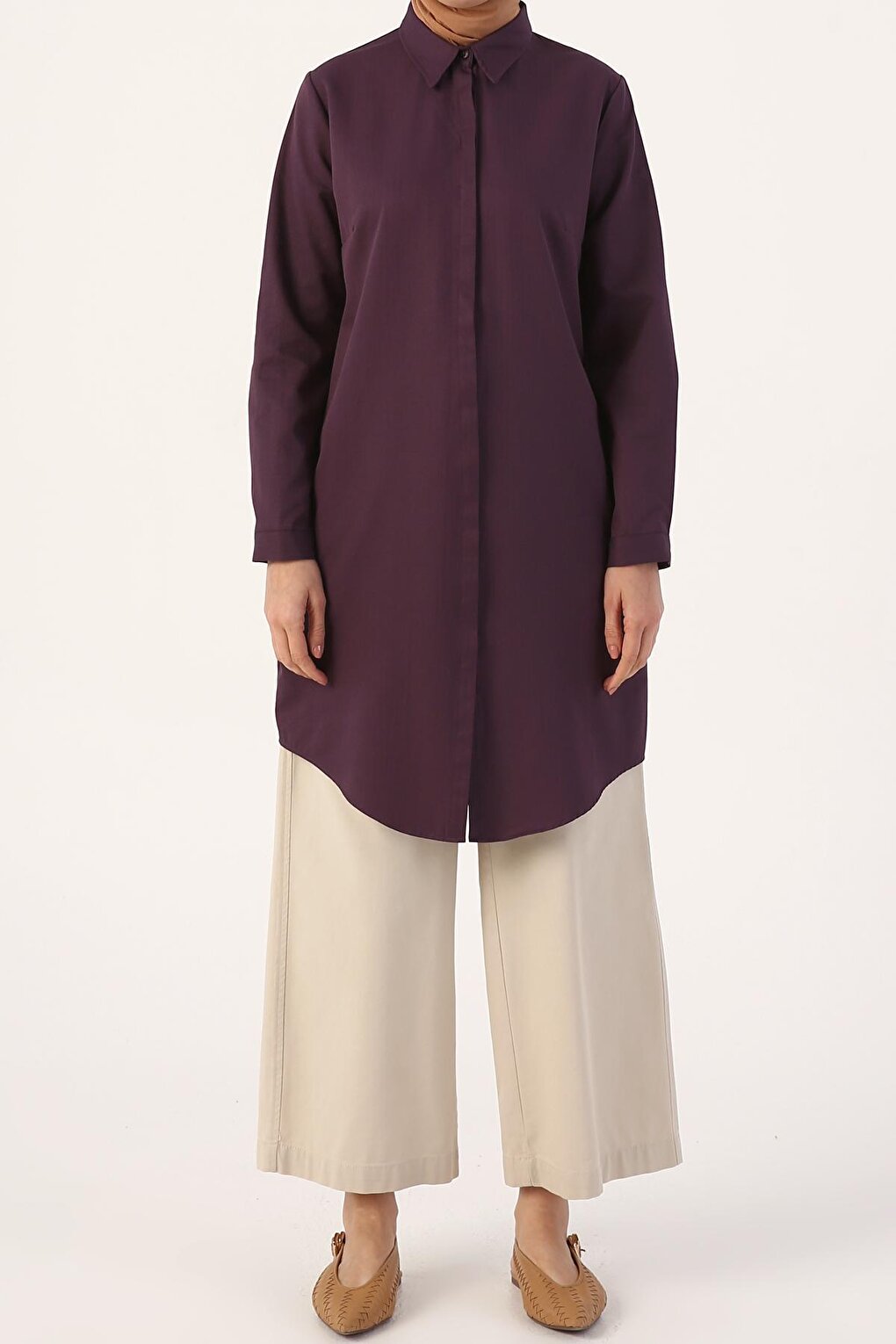 Üzüm Basic Hidden Placket Shirt Tunic