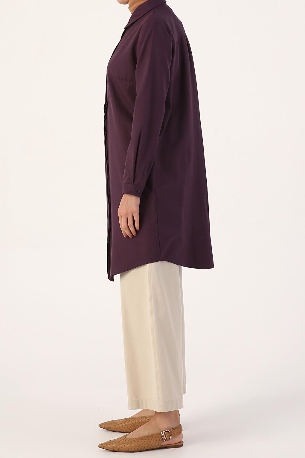 Üzüm Basic Hidden Placket Shirt Tunic