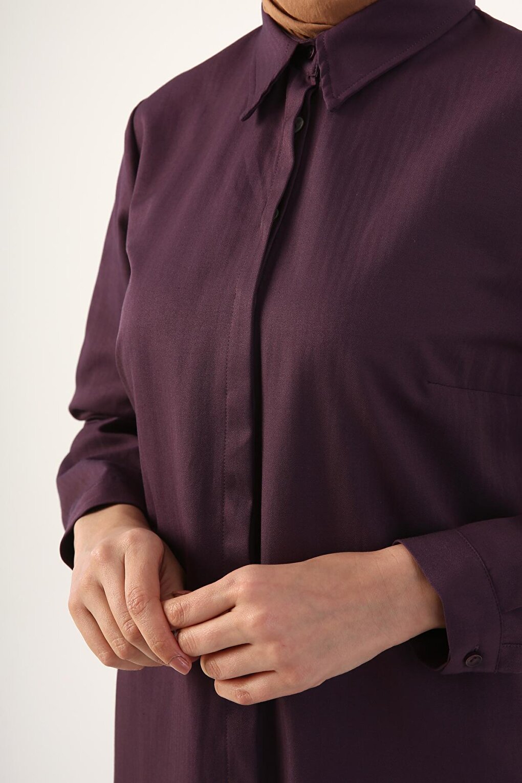 Üzüm Basic Hidden Placket Shirt Tunic