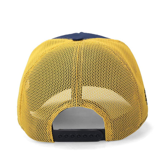 V1 Trucker Bear - Unisex Navy Blue-Yellow Hat (Cap) with 2 Code Logo