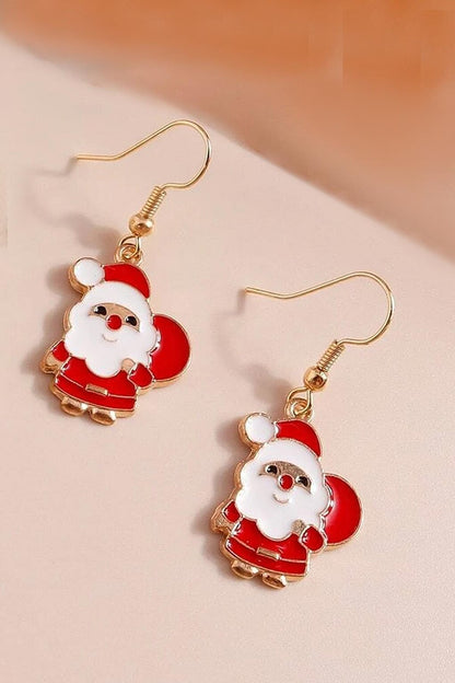 Christmas Tree and Santa Claus Figure Dangle Earring