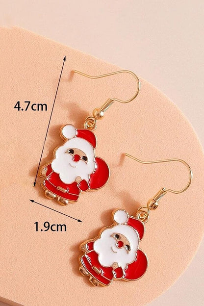 Christmas Tree and Santa Claus Figure Dangle Earring