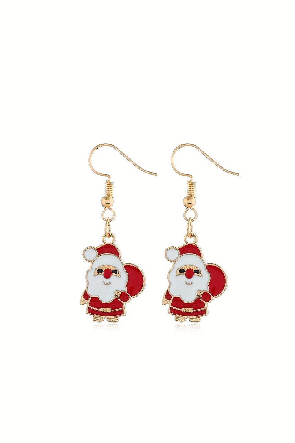 Christmas Tree and Santa Claus Figure Dangle Earring