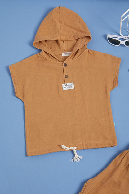 Brown Hooded Boy's Summer Suit