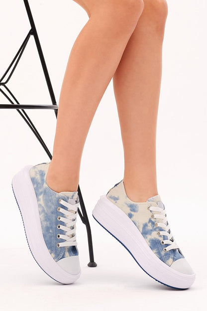 Women's Blue Comfortable Mold Thick Sole Sneakers