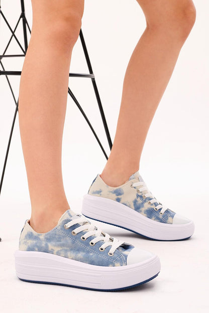 Women's Blue Comfortable Mold Thick Sole Sneakers