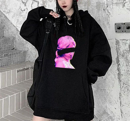 Eyeless Art Black Unisex Hooded Oversize Sweatshirt Hoodie