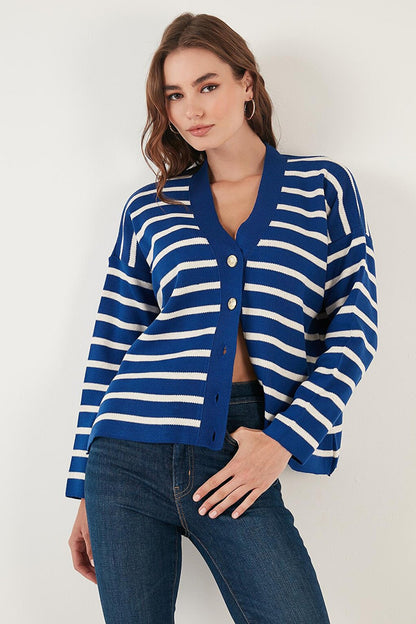 Striped V-Neck Buttoned Knitwear Cardigan 4615182