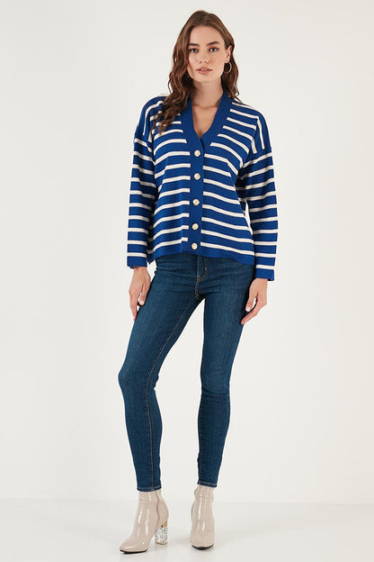 Striped V-Neck Buttoned Knitwear Cardigan 4615182