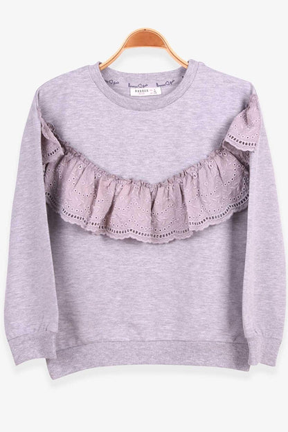 Girl's Sweatshirt Guipure Gray Melange (Age 6-12)