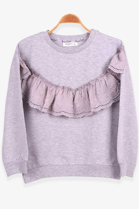 Girl's Sweatshirt Guipure Gray Melange (Age 6-12)