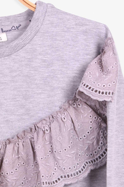 Girl's Sweatshirt Guipure Gray Melange (Age 6-12)