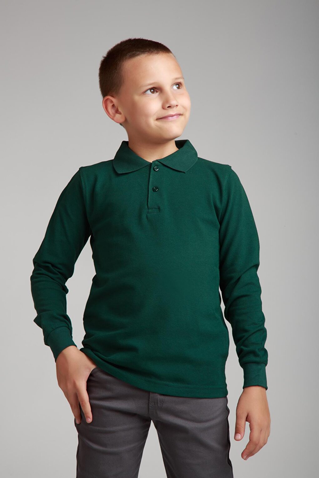 Kids Polo Neck Basic Long Sleeve Boys' T-Shirt