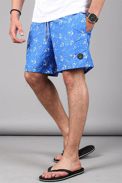 Blue Anchor Patterned Men's Swim Shorts 6366