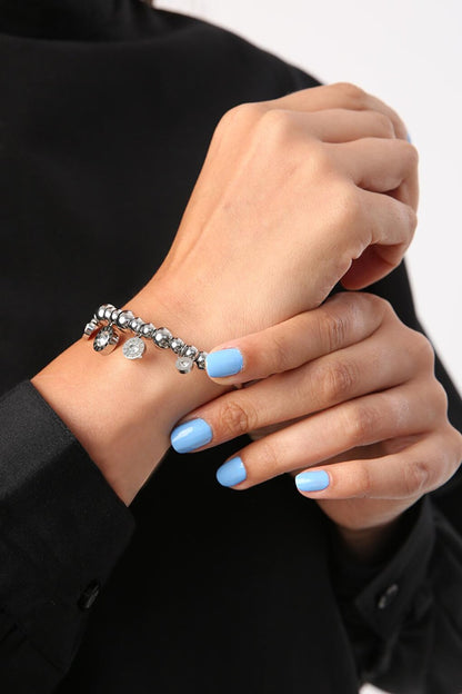 Magnetic Steel Bracelet with Silver Charm