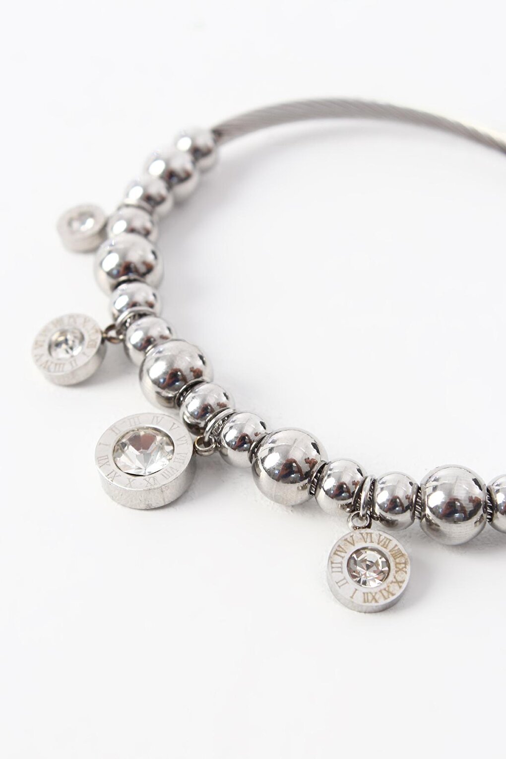 Magnetic Steel Bracelet with Silver Charm